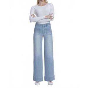 NEW VERVET BY FLYING MONKEY sunday sail pinstripe jeans in light blue